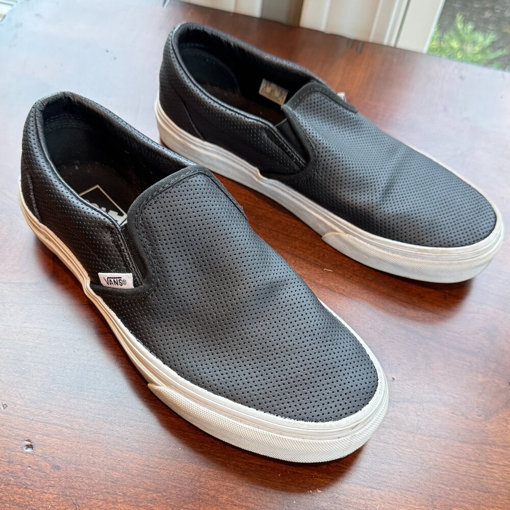 Vans Black Slip-On Leather Sneakers